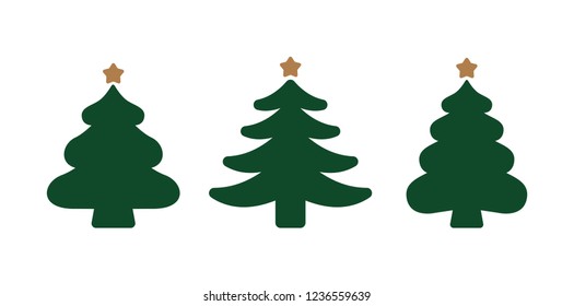 Collection of Christmas trees, modern flat design vector illustration.