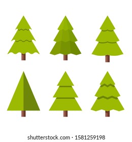 Collection of Christmas trees, modern flat design.
