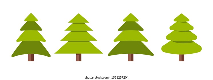 Collection of Christmas trees, modern flat design.