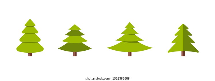 Collection of Christmas trees, modern flat design.