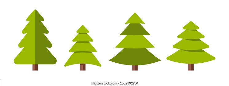 Collection of Christmas trees, modern flat design.