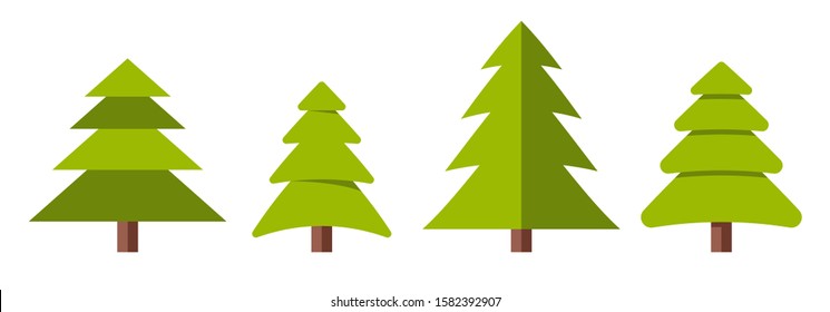 Collection of Christmas trees, modern flat design.