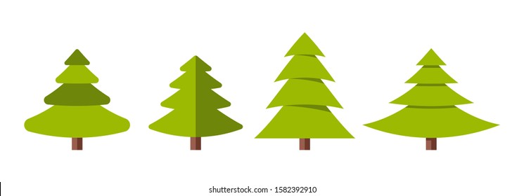 Collection of Christmas trees, modern flat design.