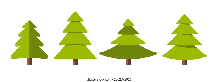 Collection of Christmas trees, modern flat design.