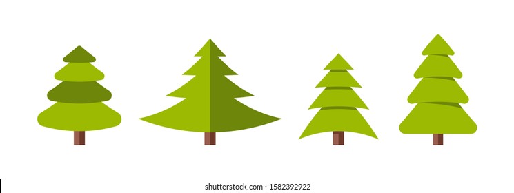 Collection of Christmas trees, modern flat design.