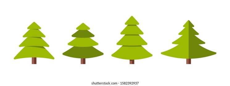 Collection of Christmas trees, modern flat design.