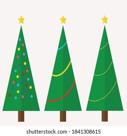 Sammlung von Weihnachtsbäumen, modernes Flachdesign. Kann für gedruckte Materialien verwendet werden - Prospekte, Plakate, Visitenkarten oder für Web.