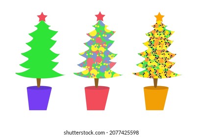 Colección de árboles de Navidad, diseño moderno y plano. Puede utilizarse para materiales impresos - folletos, carteles, tarjetas de visita o para la web.