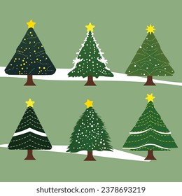 Collection of christmas trees, modern flat design can be used for printed materials - brochures, posters, business cards or web.