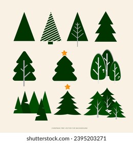 Colección de árboles de navidad, diseño plano moderno se puede usar para materiales impresos - folletos, carteles, tarjetas de visita o web.