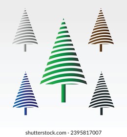 Collection of Christmas trees, modern flat design. Can be used for printed materials - leaflets, posters, business cards or for web.