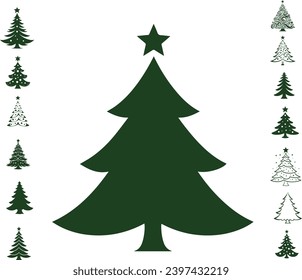 Collection of Christmas trees, modern flat design