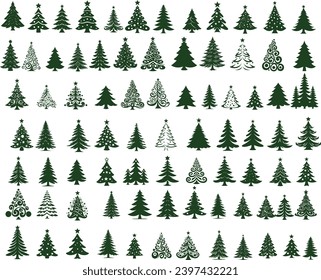 Colección de árboles de Navidad, diseño moderno y plano