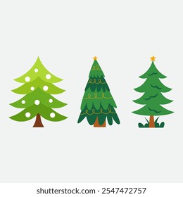 Collection of Christmas trees. modern flat design. vector illustration