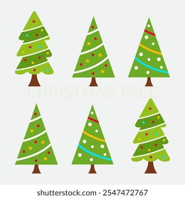 Colección de árboles de Navidad. diseño plano moderno. Ilustración vectorial
