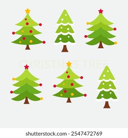 Collection of Christmas trees. modern flat design. vector illustration