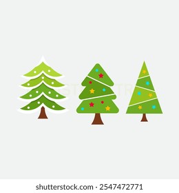 Colección de árboles de Navidad. diseño plano moderno. Ilustración vectorial
