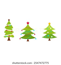 Collection of Christmas trees. modern flat design. vector illustration