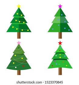 Collection of Christmas trees, vector illustration. Can be used for greeting cards, invitations, banners or web designs.