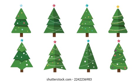 Collection of Christmas trees. Vector Illustration.