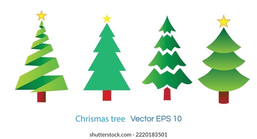 Collection of Christmas trees,simple,modern and minimalistic pine tree vector illustration.