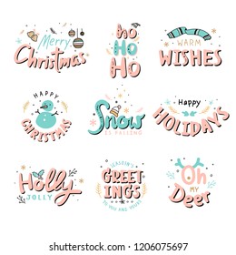 Collection of Christmas typography vectors Collection of Christmas typography vectors