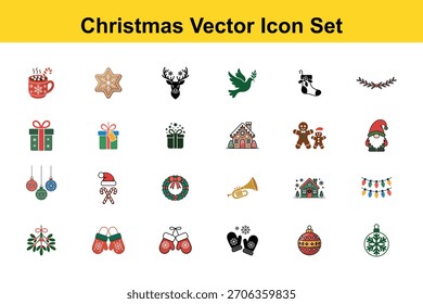 Colección del conjunto de iconos de Vector de Navidad para el diseño de vacaciones