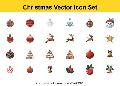 Collection of christmas vector icon set with ornament and deer