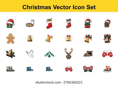 Coleção de ícone de vetor de Natal definido para design de férias