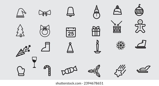 Collection of Christmas vector icons, perfect for a christmas theme.