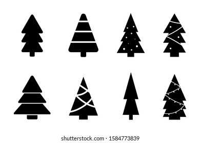 Collection of Christmass tree. Winter symbols. New year. Vector