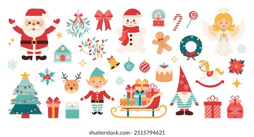 A collection of Christmas-themed images, including Santa, snowmen, reindeer, and other festive decorations