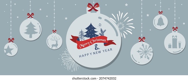 Sammlung von Chritsmas-Hintergrund mit Hirsch, Feuerwerk, Baum