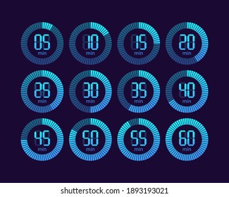 Collection with chronometer timer collection for web design. Clock face. Vector illustration.