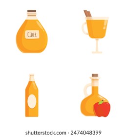 Colección de ilustraciones de sidra con una variedad de diseños de Vector estacionales, no alcohólicos y deliciosos para envases, etiquetas y arte digital