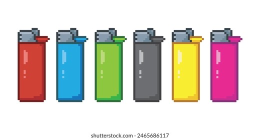 Kollektion von Zigarettenanzündern, Pixel-Art-Objekt
