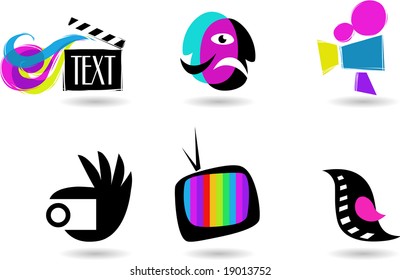 collection of cinema, theater and TV icons and elements