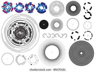 Collection of circle design elements.