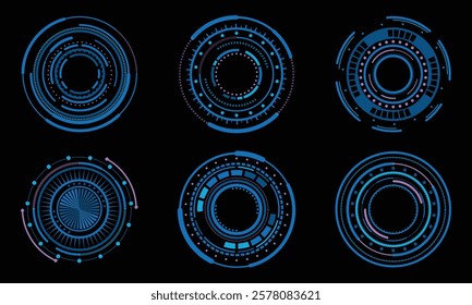 Collection of circle futuristic technology frame