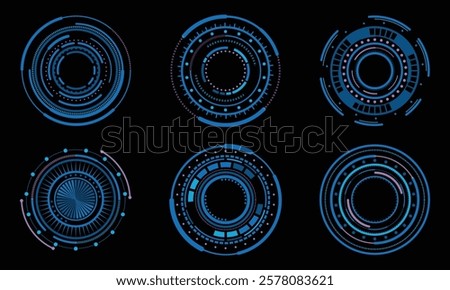 Collection of circle futuristic technology frame