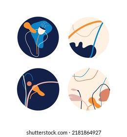 Collection of circle highlights for social networks. Abstract natural backgrounds.