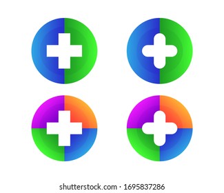 Collection of circle medical vector logo design element. With colorful icon concept. Health symbol template