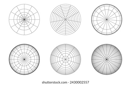 Collection of circle shape wireframe geometric element designs. Vector illustration