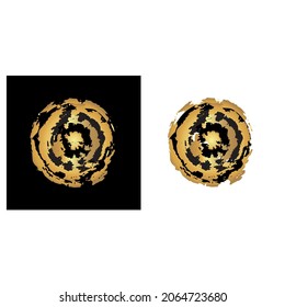 Collection of the circle stain with grunge texture. Paint spot with tiger skin pattern. Rough-edged strokes. Design element. Vector illustration. 