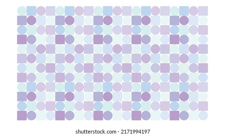 Eine Sammlung von Kreisen und Quadraten gleicher Größe. Die Farbe ist pastellfarben und blass violett. Vektorgrafik. Designs für Wände, Geschenkverpackungen und verschiedene Dinge benötigt. Abstrakt. Illustration. Kreativ. 