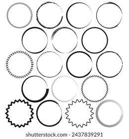 A collection of circles in various styles, from solid to textured, perfect for logos or graphic design. Vector illustration. EPS 10.