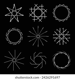 Collection of circular abstract symbols of different shapes