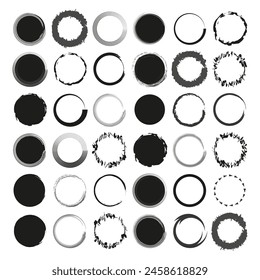 Collection of circular designs. Set of round borders. Assorted circle frames. Abstract rings and loops. Vector illustration. EPS 10.