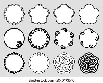 A collection of circular frames with Japanese decorations