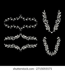 Colección de corona circular de laurel, emblema floral rama griega de hojas de roble